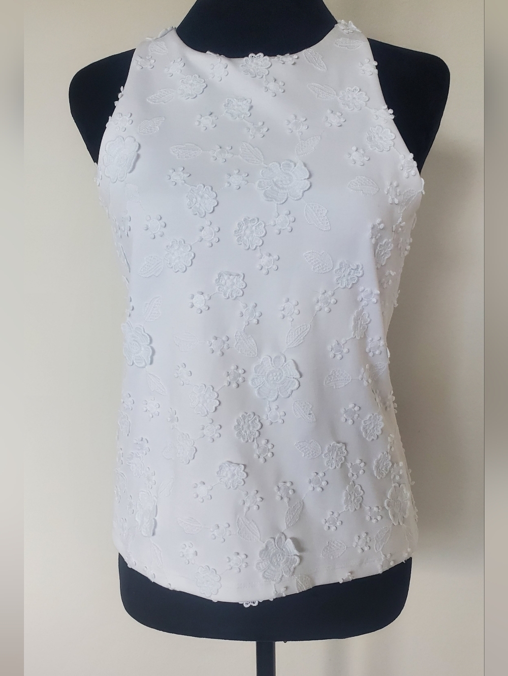 Ann Taylor - White Embroidered Halter Neck Women's Top